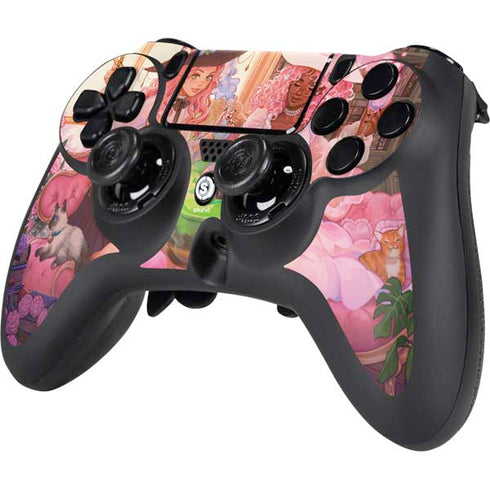 Pink Anime Witch Girls in Library with Cats by Ivy Dolamore PS4/PC SCUF Impact Controller Skin