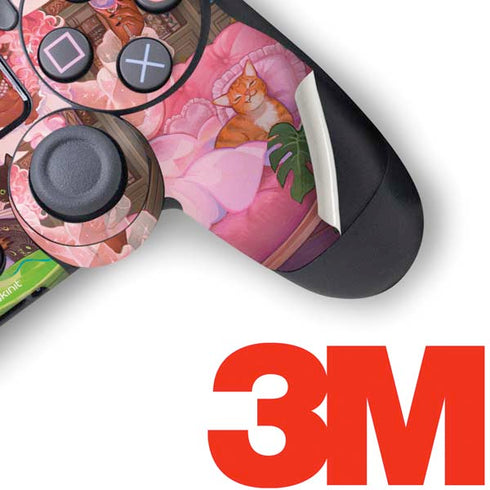Pink Anime Witch Girls in Library with Cats by Ivy Dolamore PS4 Pro/Slim Controller Skin
