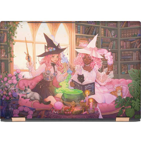 Pink Anime Witch Girls in Library with Cats by Ivy Dolamore HP Spectre Skin