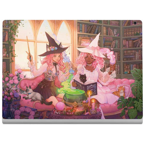 Pink Anime Witch Girls in Library with Cats by Ivy Dolamore Surface Book 2 15in Skin