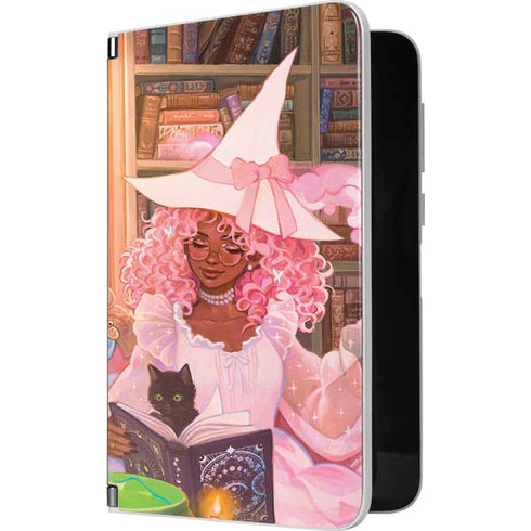 Pink Anime Witch Girls in Library with Cats by Ivy Dolamore Surface Duo Skin