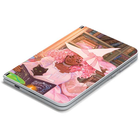 Pink Anime Witch Girls in Library with Cats by Ivy Dolamore Surface Duo Skin