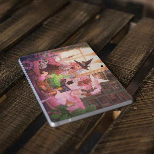 Pink Anime Witch Girls in Library with Cats by Ivy Dolamore Surface Go Skin