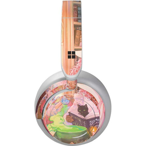 Pink Anime Witch Girls in Library with Cats by Ivy Dolamore Surface Headphones Skin
