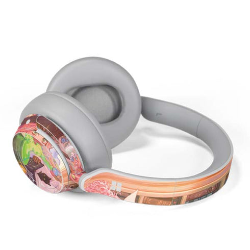 Pink Anime Witch Girls in Library with Cats by Ivy Dolamore Surface Headphones Skin