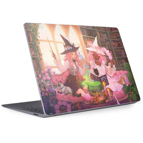 Pink Anime Witch Girls in Library with Cats by Ivy Dolamore Surface Laptop 3 13.5in Skin