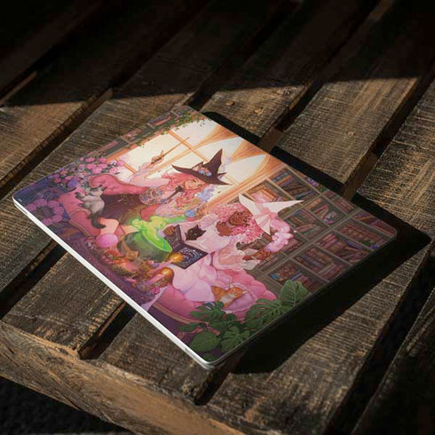 Pink Anime Witch Girls in Library with Cats by Ivy Dolamore Surface Laptop 3 13.5in Skin