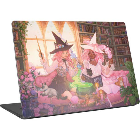 Pink Anime Witch Girls in Library with Cats by Ivy Dolamore Surface Laptop 4 15in Skin