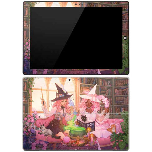 Pink Anime Witch Girls in Library with Cats by Ivy Dolamore Surface Pro 3 Skin