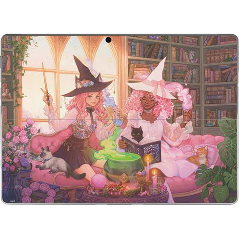 Pink Anime Witch Girls in Library with Cats by Ivy Dolamore Surface Pro 9 Skin