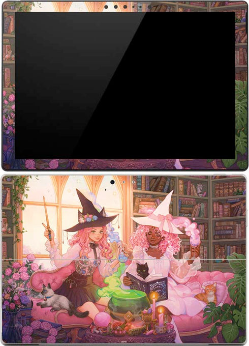 Pink Anime Witch Girls in Library with Cats by Ivy Dolamore Surface Pro (2017) Skin