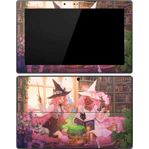 Pink Anime Witch Girls in Library with Cats by Ivy Dolamore Surface Pro Tablet Skin