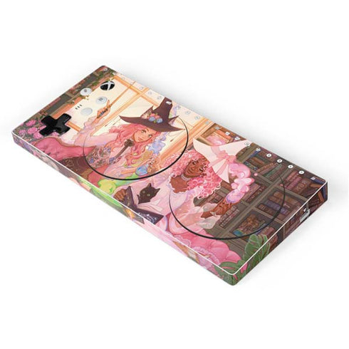 Pink Anime Witch Girls in Library with Cats by Ivy Dolamore Xbox Adaptive Controller Skin