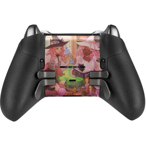 Pink Anime Witch Girls in Library with Cats by Ivy Dolamore Xbox Elite Wireless Controller Series 2 Skin