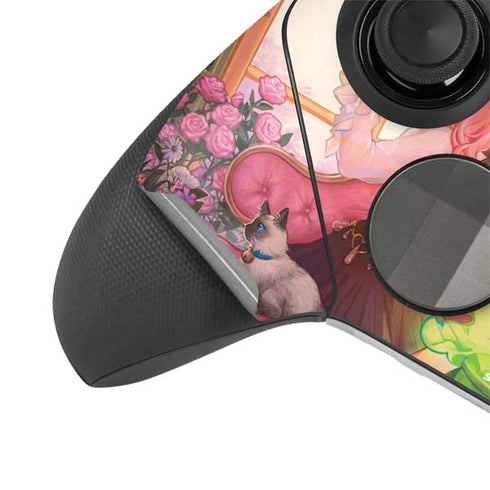 Pink Anime Witch Girls in Library with Cats by Ivy Dolamore Xbox Elite Wireless Controller Series 2 Skin