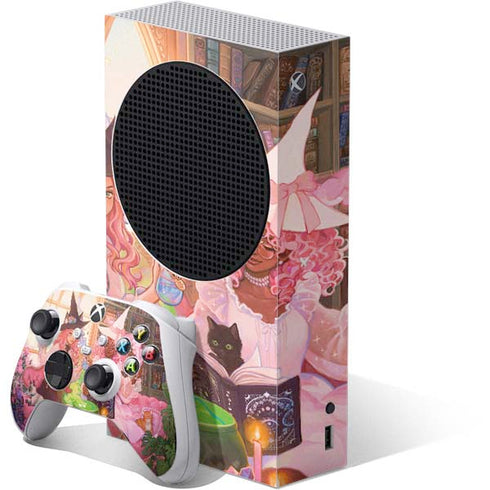 Pink Anime Witch Girls in Library with Cats by Ivy Dolamore Xbox Series S Bundle Skin