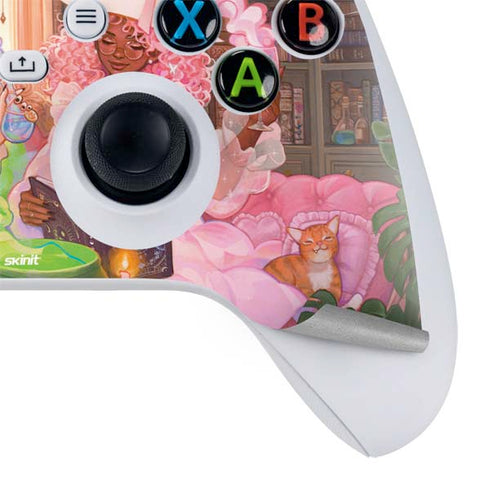 Pink Anime Witch Girls in Library with Cats by Ivy Dolamore Xbox Series S Controller Skin