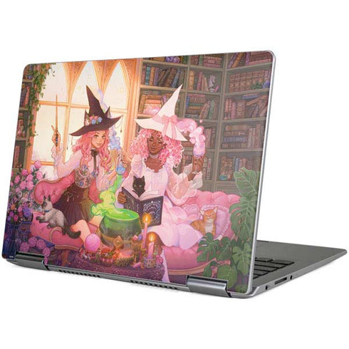 Pink Anime Witch Girls in Library with Cats by Ivy Dolamore Yoga 710 14in Skin