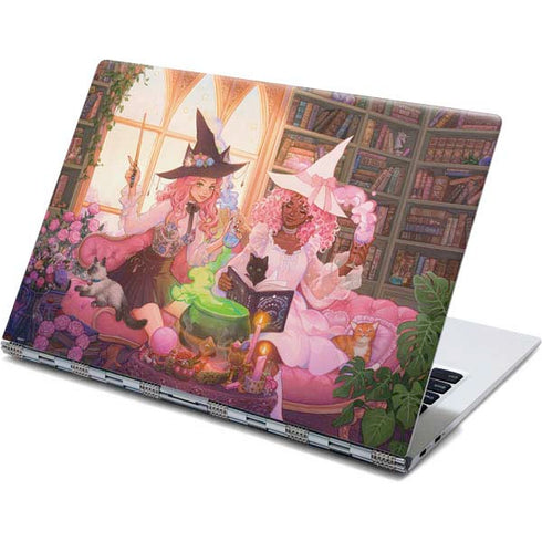 Pink Anime Witch Girls in Library with Cats by Ivy Dolamore Yoga 910 2-in-1 14in Touch-Screen Skin