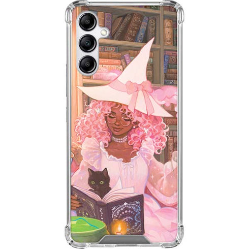 Pink Anime Witch Girls in Library with Cats by Ivy Dolamore Galaxy A15 5G Clear Case