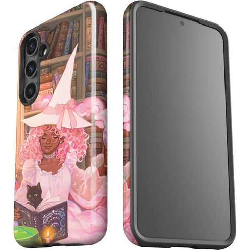 Pink Anime Witch Girls in Library with Cats by Ivy Dolamore Galaxy S24 Impact Case