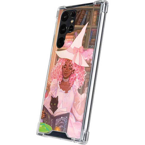 Pink Anime Witch Girls in Library with Cats by Ivy Dolamore Galaxy S24 Ultra Clear Case