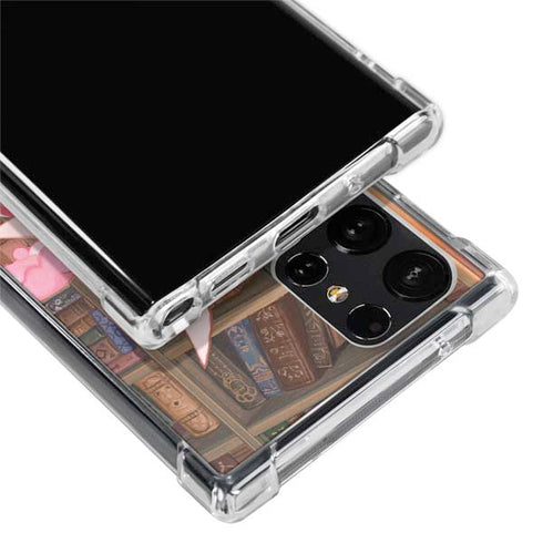 Pink Anime Witch Girls in Library with Cats by Ivy Dolamore Galaxy S24 Ultra Clear Case