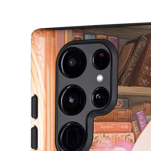 Pink Anime Witch Girls in Library with Cats by Ivy Dolamore Galaxy S24 Ultra Impact Case