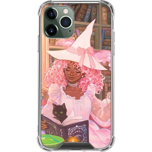 Pink Anime Witch Girls in Library with Cats by Ivy Dolamore iPhone 11 Pro Max Clear Case