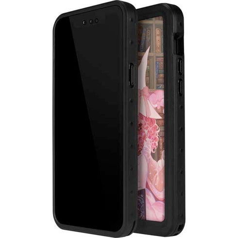 Pink Anime Witch Girls in Library with Cats by Ivy Dolamore iPhone 15 Plus Waterproof Case