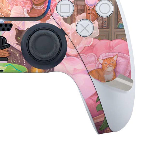 Pink Anime Witch Girls in Library with Cats by Ivy Dolamore PS5 Slim Digital Edition Bundle Skin