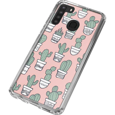 Pink Cactus Galaxy A21 Clear Case
