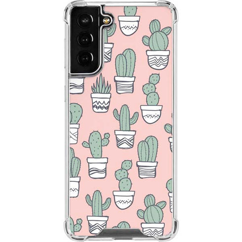 Pink Cactus Galaxy S21 FE Clear Case