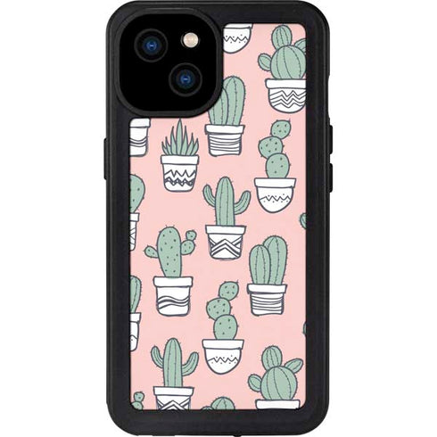Pink Cactus iPhone 15 Plus Waterproof Case