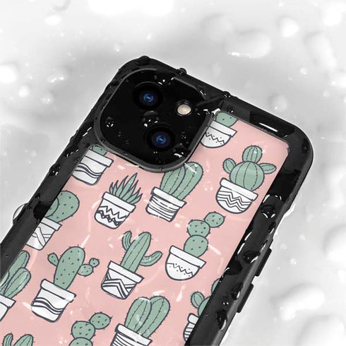 Pink Cactus iPhone 15 Plus Waterproof Case