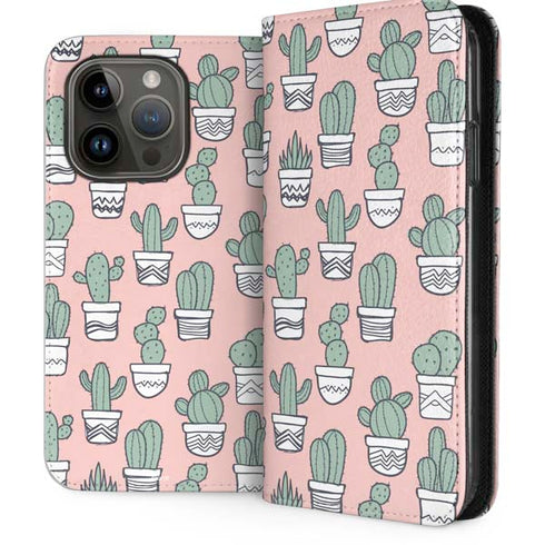 Pink Cactus iPhone 15 Pro Folio Case