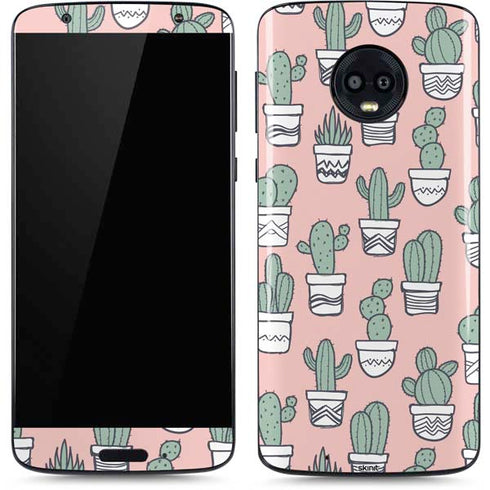 Pink Cactus Moto G6 Skin