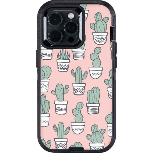 Pink Cactus Otterbox Defender iPhone Skin