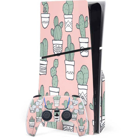 Pink Cactus PS5 Slim Disk Bundle Skin