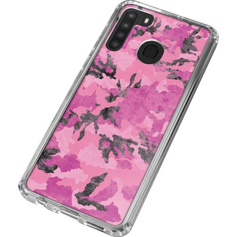 Pink Camouflage Galaxy A21 Clear Case