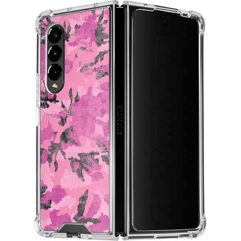 Pink Camouflage Galaxy Z Fold4 5G Clear Case