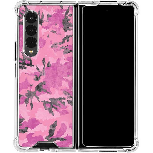 Pink Camouflage Galaxy Z Fold4 5G Clear Case