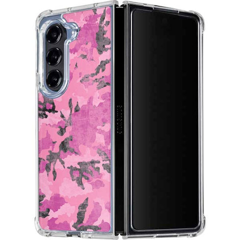 Pink Camouflage Galaxy Z Fold5 5G Clear Case