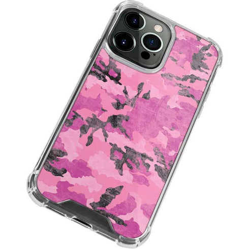 Pink Camouflage iPhone 13 Pro Clear Case