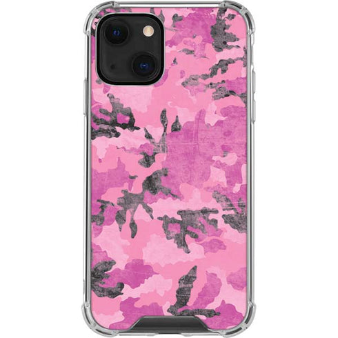 Pink Camouflage iPhone 14 Plus Clear Case