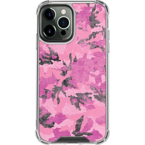 Pink Camouflage iPhone 15 Pro Max Clear Case