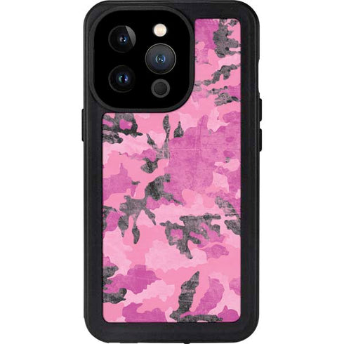 Pink Camouflage iPhone 14 Pro Waterproof Case