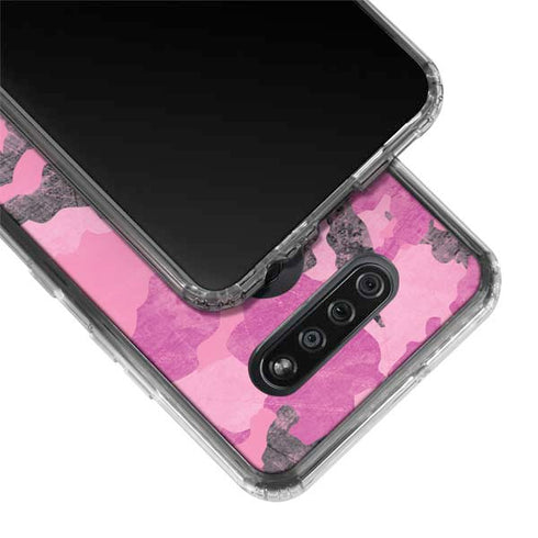 Pink Camouflage LG K51/Q51 Clear Case