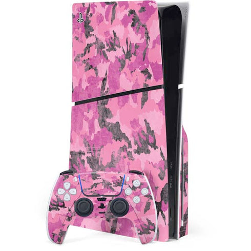 Pink Camouflage PS5 Slim Disk Bundle Skin