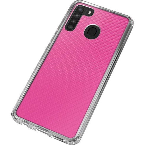 Pink Carbon Fiber Specialty Material Galaxy A21 Clear Case